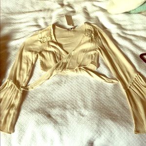 White crepe, lace crop top